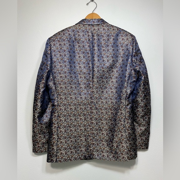 TALLIA Mens Blazer Coat Jacket Single Buttoned Floral Purple Tan Sz 40s - Picture 6 of 11
